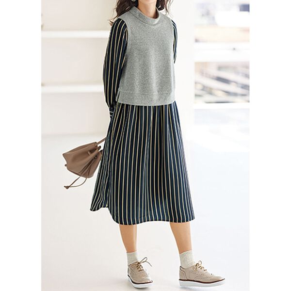 BELLUNA（ベルーナ）の「シャツデザインドッキングワンピース（ドッキングワンピース）」｜詳細画像