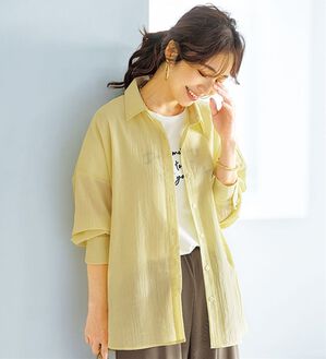 BELLUNA（ベルーナ）の「【快適Ｌａｂ．】シワになりにくい！バックシャーリングデザインシャツ（シャツ）」｜イエロー