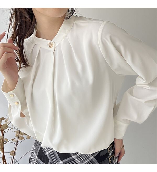 GeeRA（ジーラ）の「ビッグ釦バンドカラーブラウス（ブラウス）」｜詳細画像