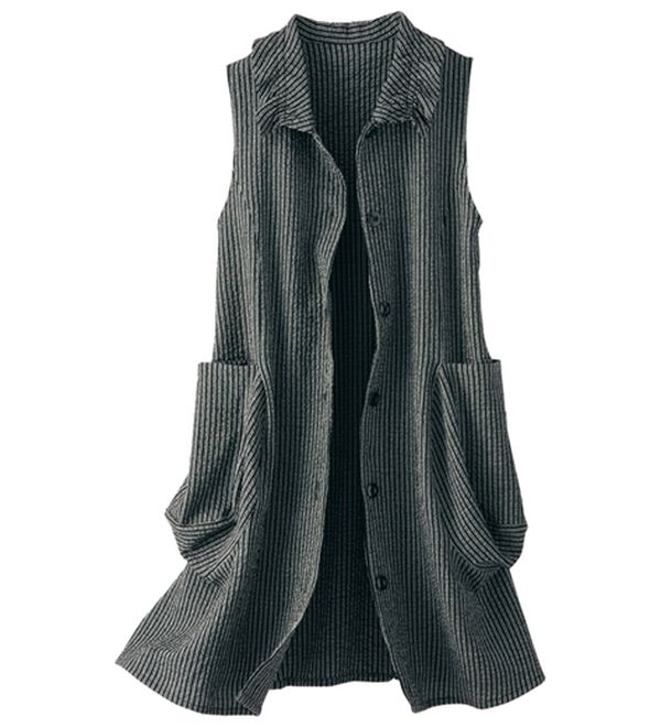 BELLUNA（ベルーナ）の「サッカー調素材ストライプベストアンサンブル（チュニックワンピース）」｜詳細画像