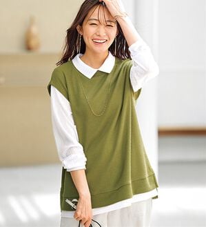 BELLUNA（ベルーナ）の「【新色追加】&ldquo;2点セット&rdquo;あぜ素材ベストアンサンブル（アンサンブル）」｜詳細画像