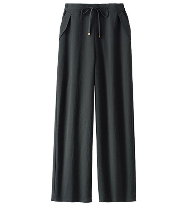 BELLUNA（ベルーナ）の「サラもちライト！快適ドロストワイドパンツ（ワイドパンツ・ガウチョ）」｜チャコール