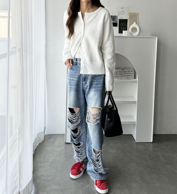 GeeRA（ジーラ）の「ニットクルーネックカーディガン（ニットカーディガン）」｜詳細画像