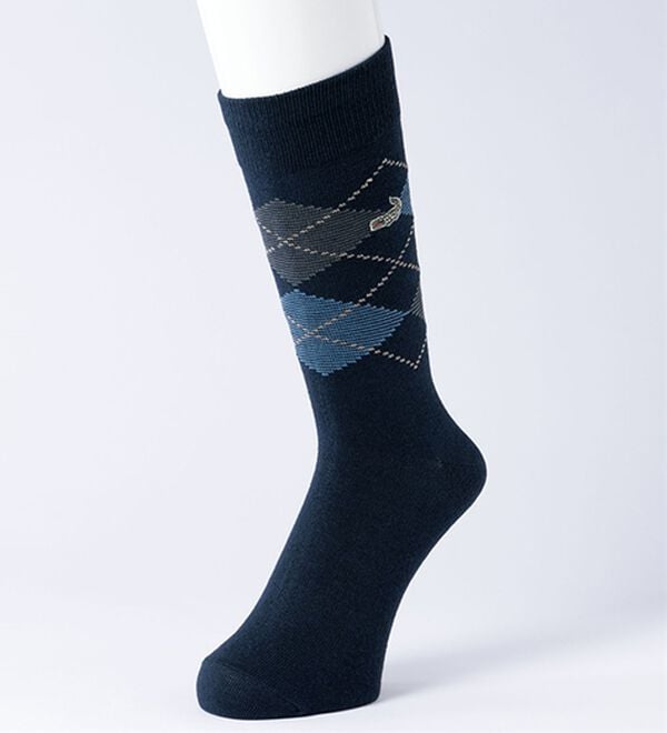 「【５足組】＜クロコダイル＞アイビーソックスアーガイル（メンズ靴下・タイツ）」｜詳細画像