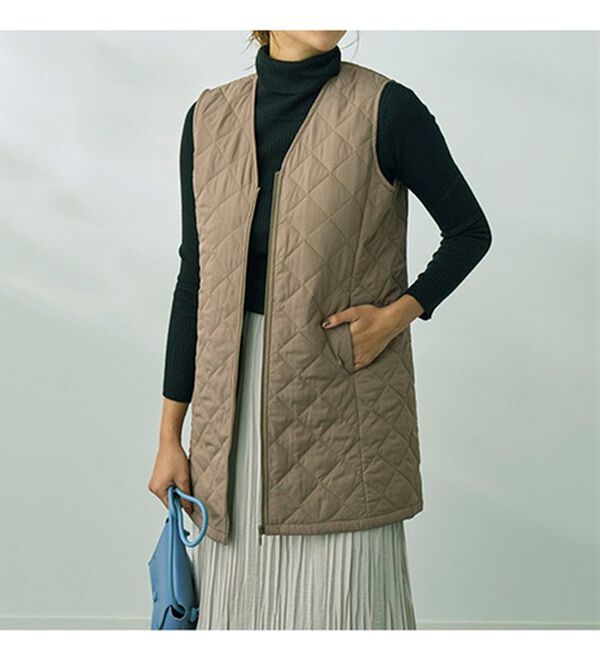 BELLUNA（ベルーナ）の「【マジ軽ウォーム】蓄熱保温キルトロングベスト（ポーチ付）（ベスト）」｜詳細画像