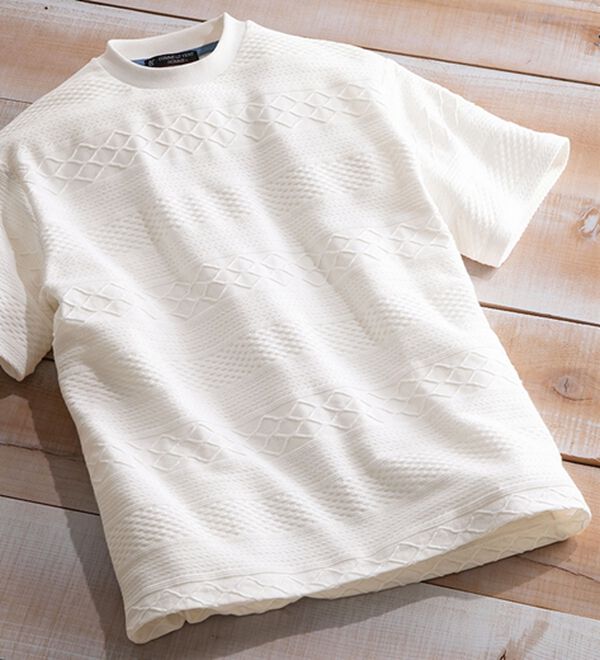 「＜コムルヴァン・オム＞５０代からの涼感ジャカードＴシャツ（メンズＴシャツ）」｜詳細画像