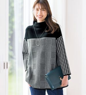 ルフラン（ルフラン）の「モノトーンジャカードニットチュニック（ニット・セーター）」｜詳細画像