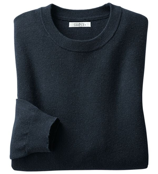 「＜シンプル＆プラス＞毎日着たいシンプルニット（メンズニット・セーター）」｜ネイビー