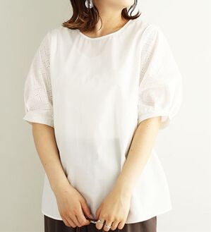 BELLUNA（ベルーナ）の「袖刺しゅう切替デザインブラウス（ブラウス）」｜オフ白