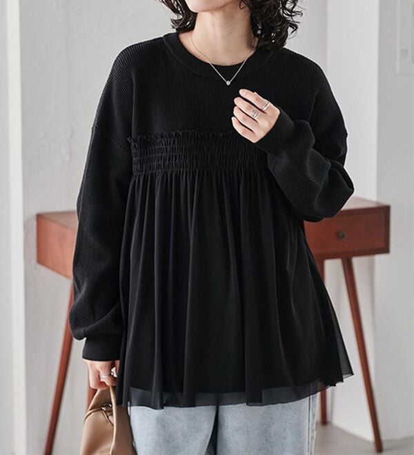 RBS BEAMS ドットチュールニット 4月まで出品 BEAMS HEART（ビームス ハート）重ね シアー チュールニット（トップス
