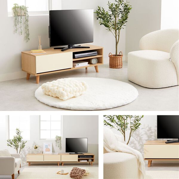 iellio（イエリオ）の「Ｒｏｏｍｎｈｏｍｅ木調韓国インテリアテレビボード＜モリス＞　＜テレビ台　ローボード　コンパクト　ツートンカラー＞（テレビ台）」｜詳細画像