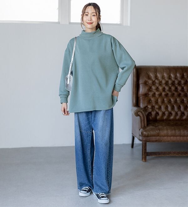 BELLUNA（ベルーナ）の「リブ使いがかわいい裏起毛トレーナー（チュニック）」｜詳細画像