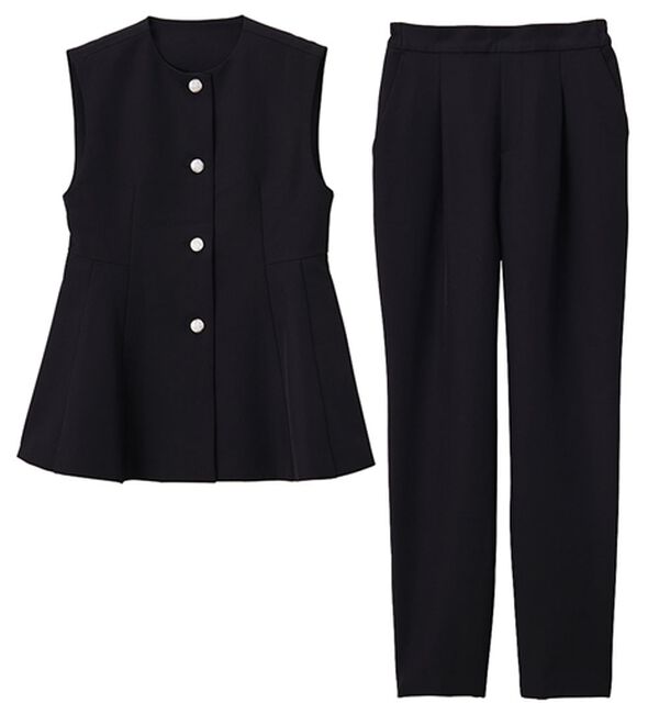 RANAN（ラナン）の「【２点セット】防シワ！ペプラムベストセットアップ（パンツスーツ）」｜詳細画像