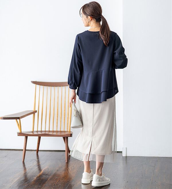 BELLUNA（ベルーナ）の「【再入荷】ボリューム袖美人顔バックフレアーＴブラウス（ブラウス）」｜詳細画像