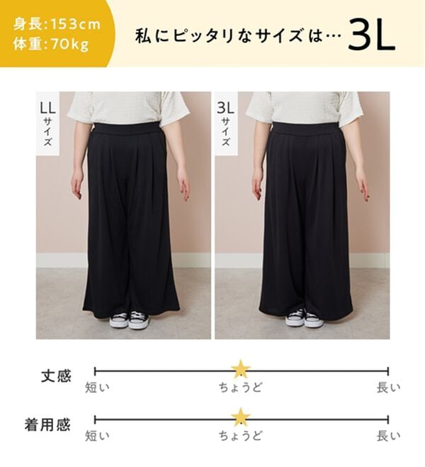 Viola e Viola（ヴィオラ エ ヴィオラ）の「楽ちんきれい美脚ワイドパンツ（ワイドパンツ・ガウチョ）」｜詳細画像