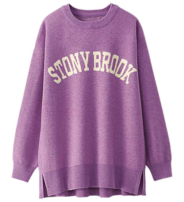 BELLUNA（ベルーナ）の「ジャカードニット素材ロゴプルオーバー（ニット・セーター）」｜ラベンダー