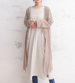 A HAPPY MARILYN（アハッピーマリリン）の「【Ｍ～８Ｌ】長袖トッパーカーディガン（ニットカーディガン）」｜グレージュ