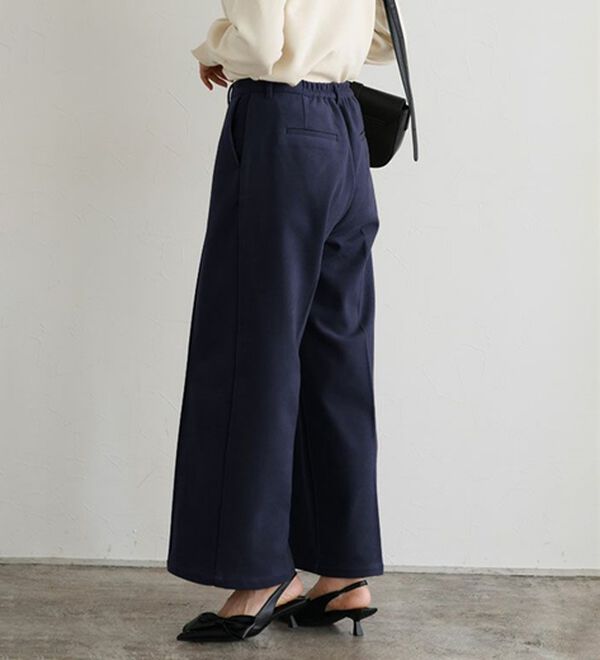 Pierrot（ピエロ）の「カット起毛ピンタックワイドパンツ（ワイドパンツ・ガウチョ）」｜詳細画像