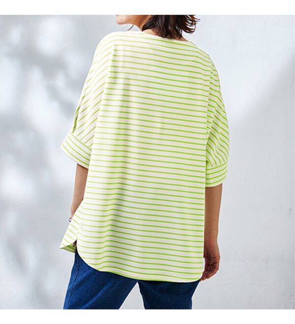 BELLUNA（ベルーナ）の「リップル素材ゆったりボーダープルオーバー（カットソー）」｜詳細画像