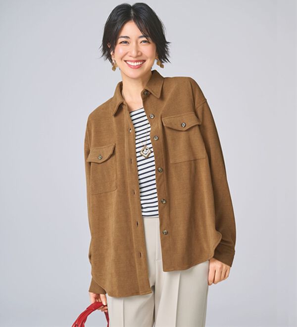 BELLUNA（ベルーナ）の「やわらかコーデュロイ素材シャツジャケット（その他ジャケット）」｜キャメル