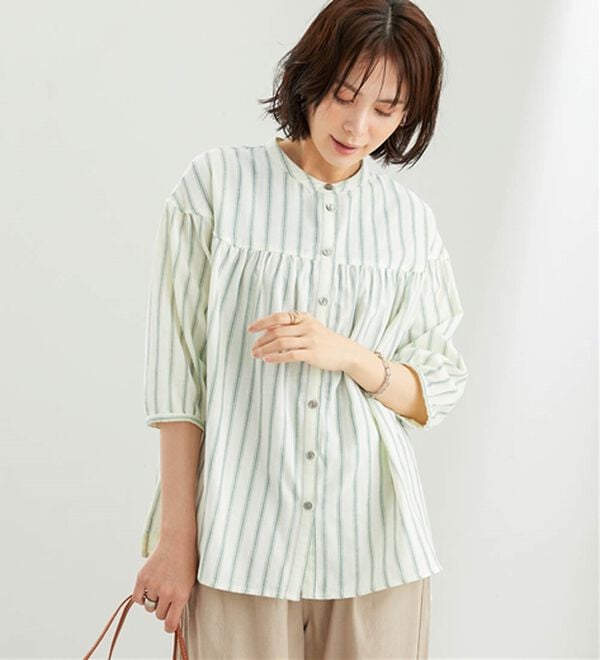 BELLUNA（ベルーナ）の「ダブルガーゼ素材切替デザインブラウス（ブラウス）」｜詳細画像