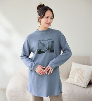 BELLUNA（ベルーナ）の「【メルティポンチ】プリントチュニック（チュニック）」｜フォト(サックス)