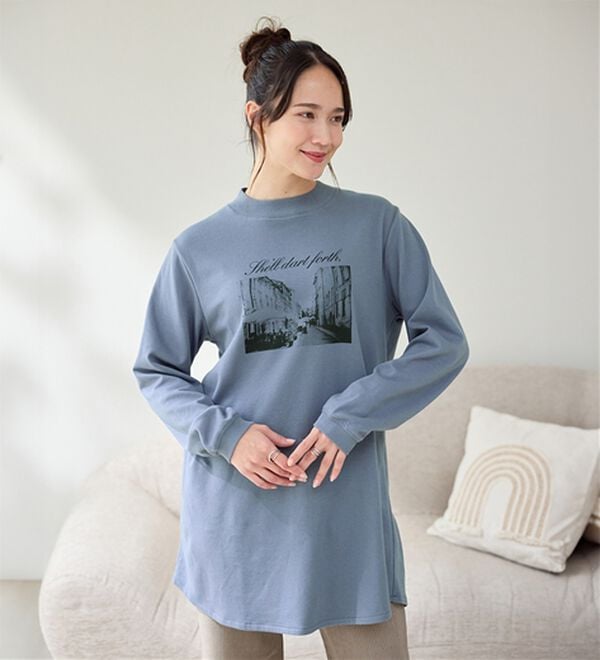 BELLUNA（ベルーナ）の「【メルティポンチ】プリントチュニック（チュニック）」｜フォト(サックス)