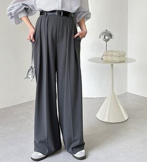 GeeRA（ジーラ）の「インタックスラックスワイドパンツ（フルレングスパンツ）」｜グレー