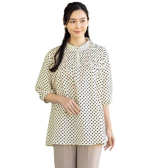 ルフラン（ルフラン）の「涼やか♪水玉模様のふんわりブラウス（ブラウス）」｜ドット