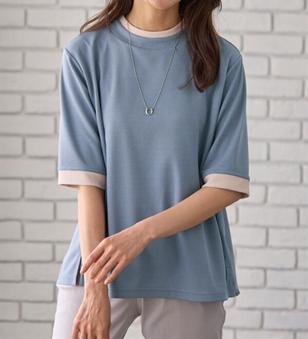 BELLUNA（ベルーナ）の「配色デザインハイネックプルオーバー（カットソー）」｜詳細画像