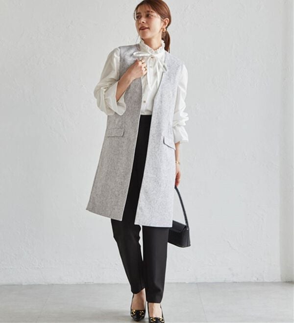 RANAN（ラナン）の「【２点セット】防シワ！ロングジレセットアップ（パンツスーツ）」｜詳細画像