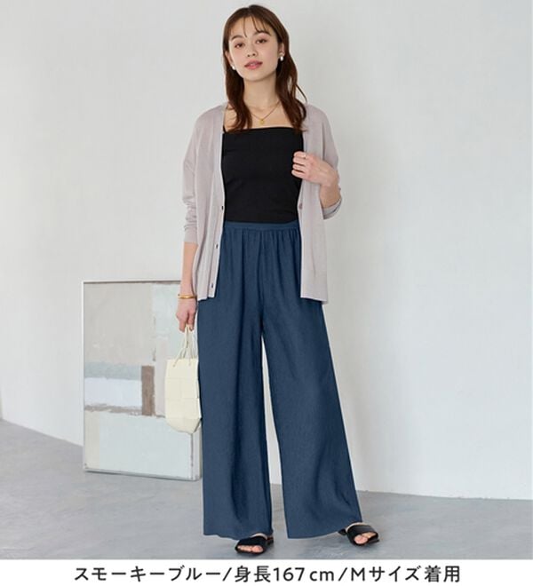 Viola e Viola（ヴィオラ エ ヴィオラ）の「【５つの機能付】丈切れる！楽ちんジャカードパンツ（ワイドパンツ・ガウチョ）」｜詳細画像