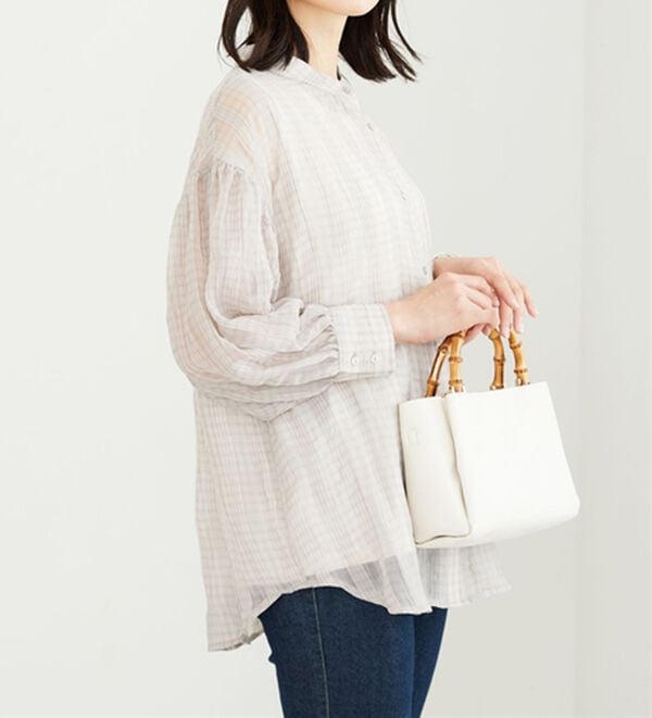 BELLUNA（ベルーナ）の「シアーチェック素材シャツチュニック（チュニック）」｜詳細画像