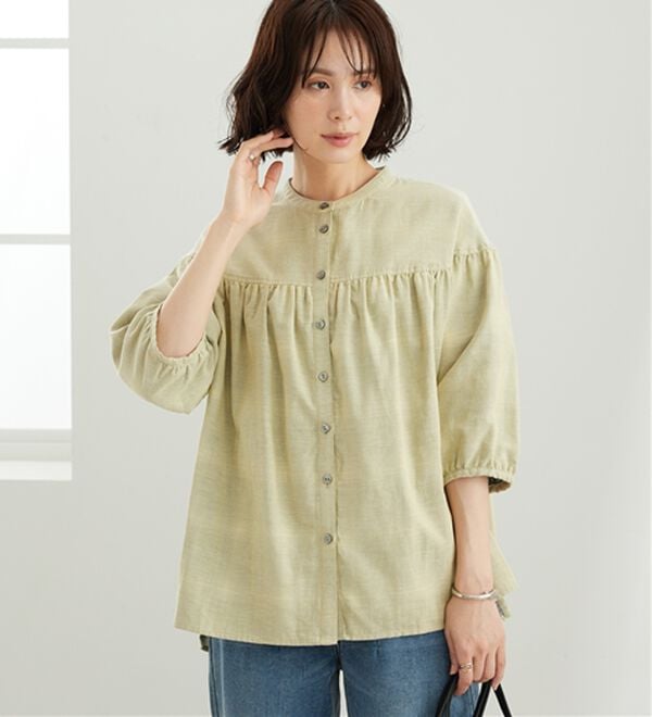 BELLUNA（ベルーナ）の「ダブルガーゼ素材切替デザインブラウス（ブラウス）」｜詳細画像