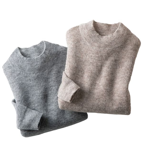 「カシミヤタッチ畦編セーター（メンズニット・セーター）」｜詳細画像