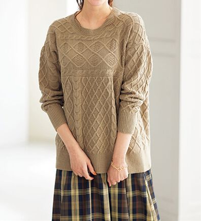 BELLUNA（ベルーナ）の「ゆったり着映える♪ケーブル柄編地変化セーター（ニット・セーター）」