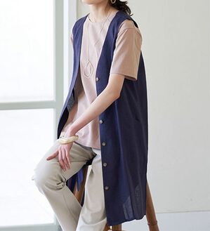 BELLUNA（ベルーナ）の「【ポケット付】綿１００％抗菌防臭汗ジミ対策プルオーバー（Tシャツ）」｜ローズグレー