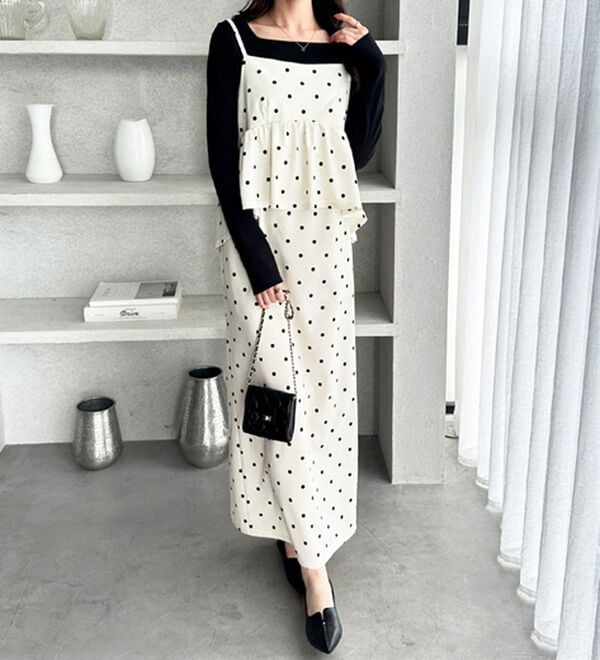 GeeRA（ジーラ）の「楽ちん！ペプラムキャミワンピース（カットソーワンピース）」｜詳細画像