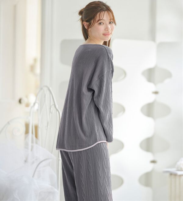 YU'NOW（ユナウ）の「【上下２点セット】ケーブルデザインパジャマ（パジャマ・ルームウェア）」｜詳細画像