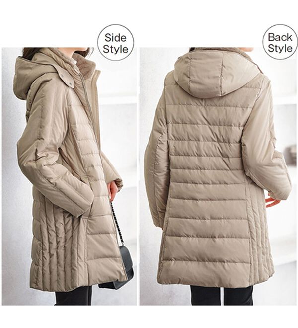 BELLUNA（ベルーナ）の「フレンチダウン使い細見えキルト切替ロングコート（ロングコート）」｜詳細画像