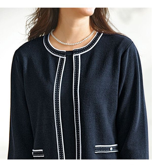 BELLUNA（ベルーナ）の「配色使いニットジャケットワンピースアンサンブル（アンサンブル）」｜詳細画像