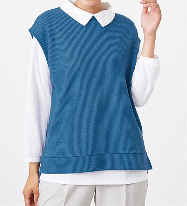 BELLUNA（ベルーナ）の「【新色追加】&ldquo;2点セット&rdquo;あぜ素材ベストアンサンブル（アンサンブル）」｜詳細画像