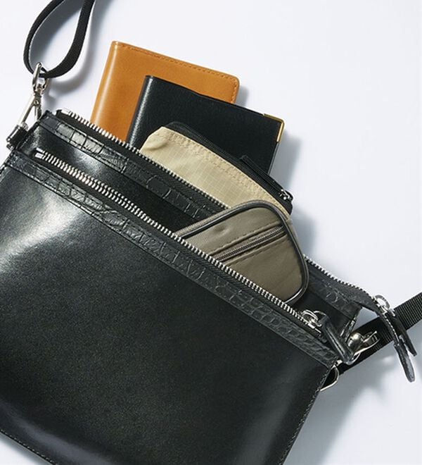 「クロコ＆イタリアンレザースマートショルダー（メンズショルダーバッグ）」｜詳細画像