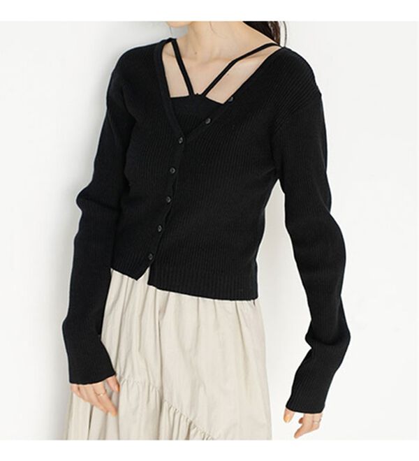 GeeRA（ジーラ）の「もちっと柔らかニットカーディガン＆キャミＳＥＴ（アンサンブル）」｜詳細画像