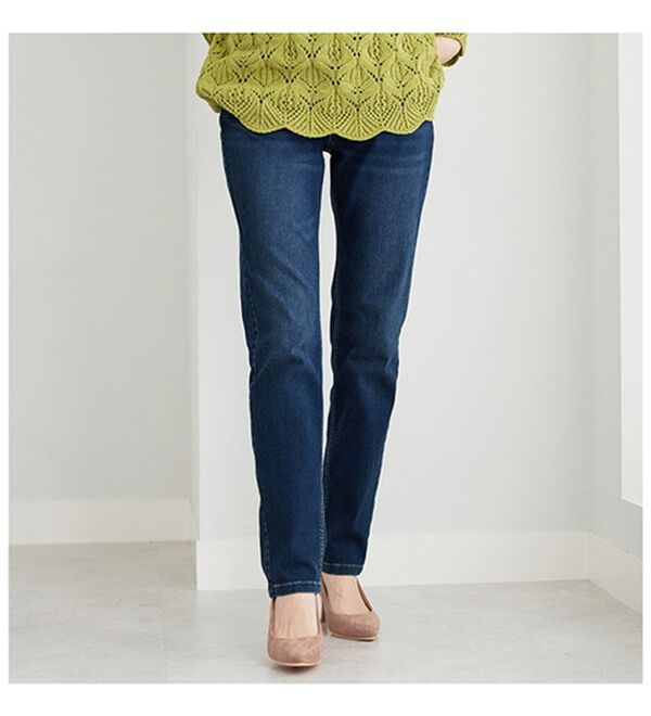 BELLUNA（ベルーナ）の「【暖かデニム】ふんわり裏起毛ストレッチスリムジーンズ（フルレングスパンツ）」｜詳細画像