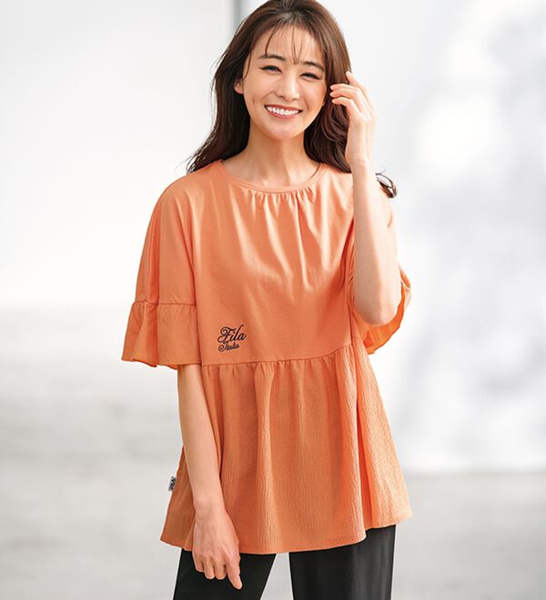 BELLUNA（ベルーナ）の「＜ＦＩＬＡ＞汗ジミ対策異素材切替デザインＴシャツ（カットソー）」｜詳細画像