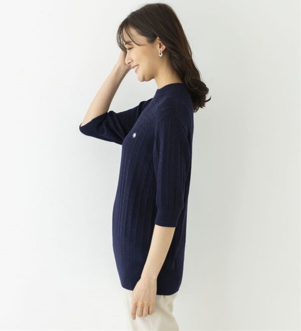 BELLUNA（ベルーナ）の「【ＰＯＬＯ　ＢＣＳ】ケーブル５分袖セーター（ニット・セーター）」｜詳細画像