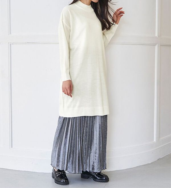 RANAN（ラナン）の「カシミヤタッチニットチュニックワンピース（チュニック）」｜詳細画像