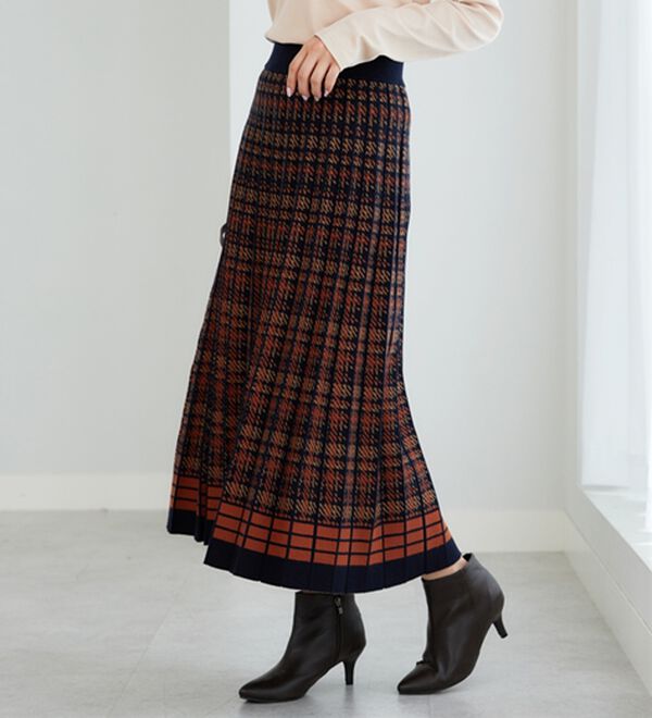 BELLUNA（ベルーナ）の「ジャカードニットプリーツスカート（ロングスカート）」｜詳細画像