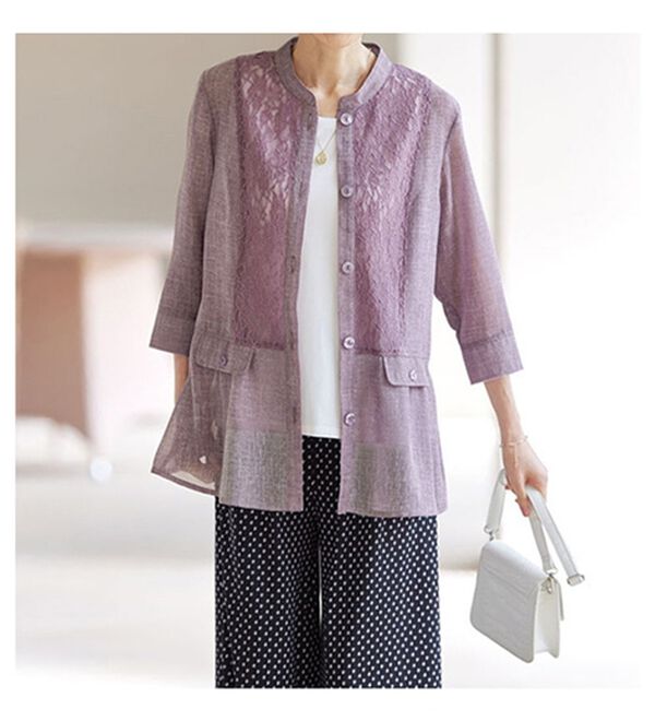 BELLUNA（ベルーナ）の「一泊二日旅行に便利！レース切替アンサンブル（シャツ）」｜詳細画像